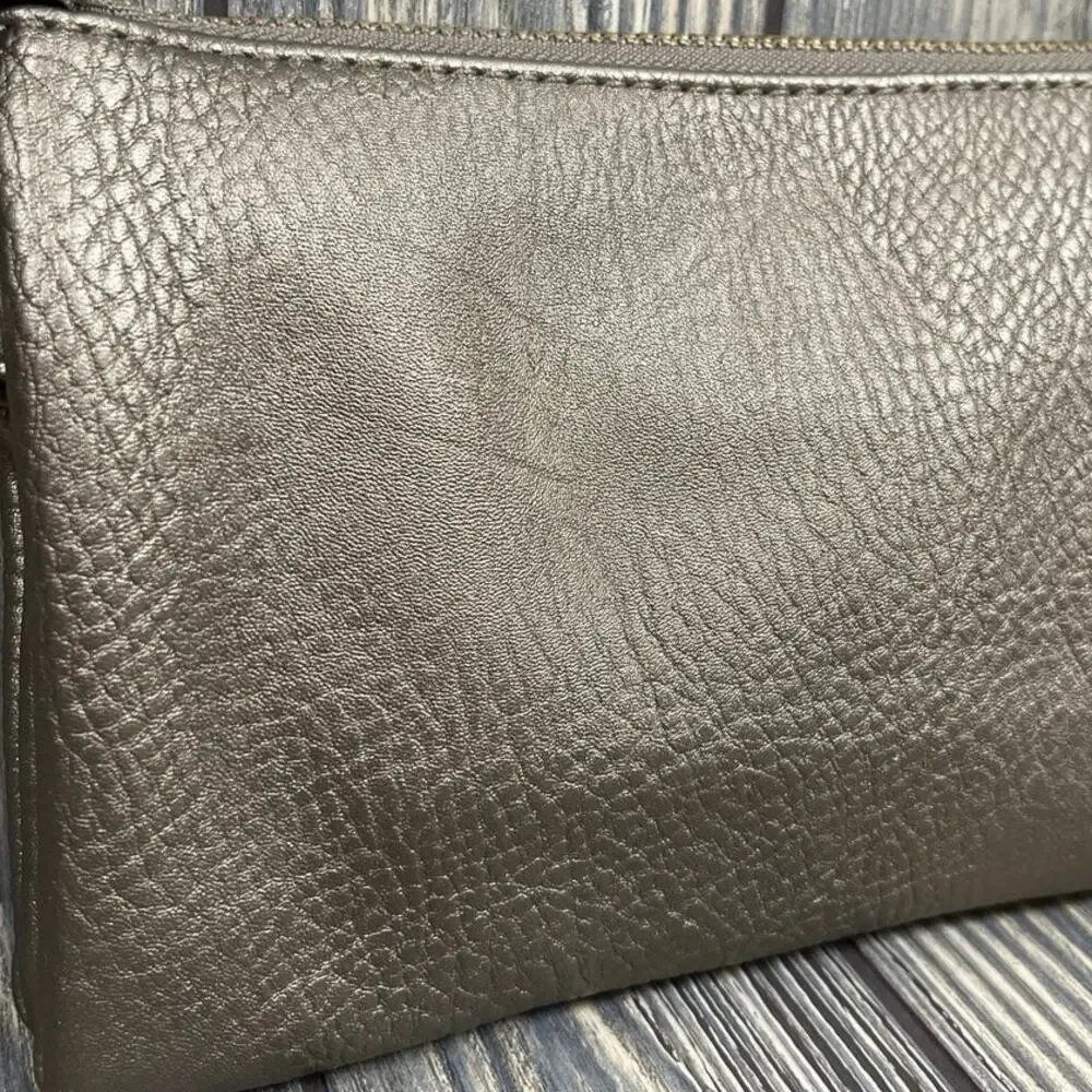 Kate Spade Crossbody Purse Wallet Wristlet Metallic Leather Pebbled Soft Pockets